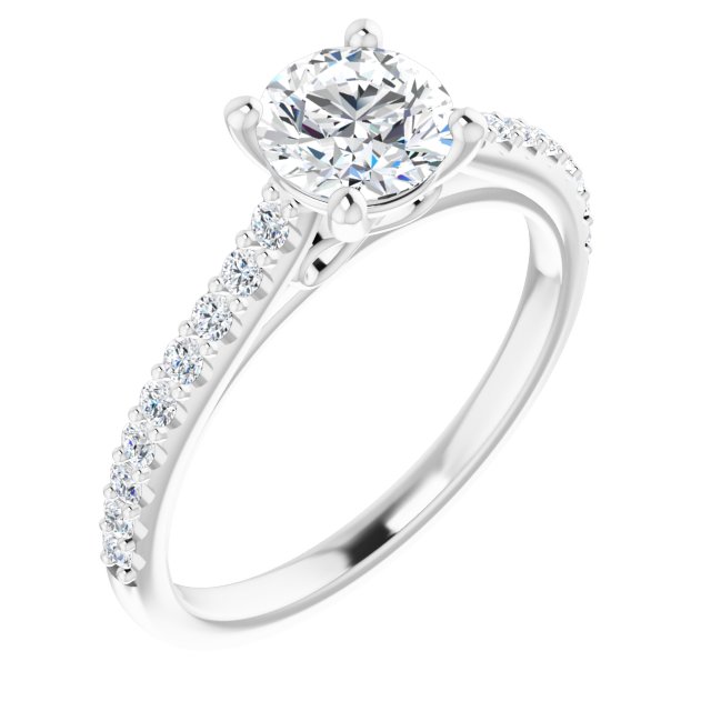 1.07 Round Lab-Grown D/VVS2+ Infinity Sidestone Engagement Ring in 14KW | ViewA 1.07 Round Lab-Grown D/VVS2+ Infinity Sidestone Engagement Ring in 14KW | ViewA