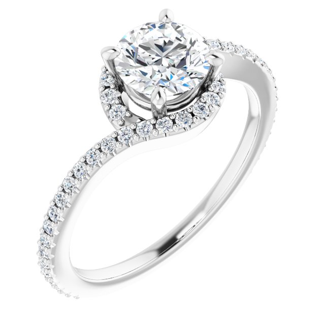 1.14 Tcw Round Diamond GH/VS2+ Bypass Halo Engagement Ring in 14KW | ViewA