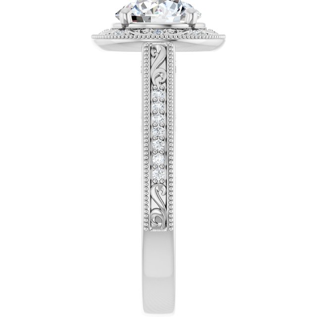 1.39 Tcw Round Lab-Grown GH/VS2+ Engraved Vintage Engagement Ring in PLAT | ViewE 1.39 Tcw Round Lab-Grown GH/VS2+ Engraved Vintage Engagement Ring in PLAT | ViewE