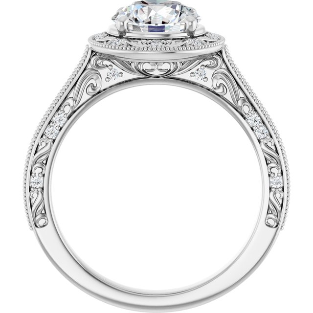 1.69 Tcw Round Lab-Grown GH/VS2+ Engraved Vintage Engagement Ring in 14KW | ViewB_4 1.69 Tcw Round Lab-Grown GH/VS2+ Engraved Vintage Engagement Ring in 14KW | ViewB_4