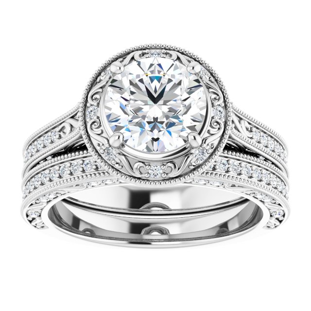 1.69 Tcw Round Lab-Grown GH/VS2+ Engraved Vintage Engagement Ring in 14KW | AllComponents_ViewS 1.69 Tcw Round Lab-Grown GH/VS2+ Engraved Vintage Engagement Ring in 14KW | AllComponents_ViewS