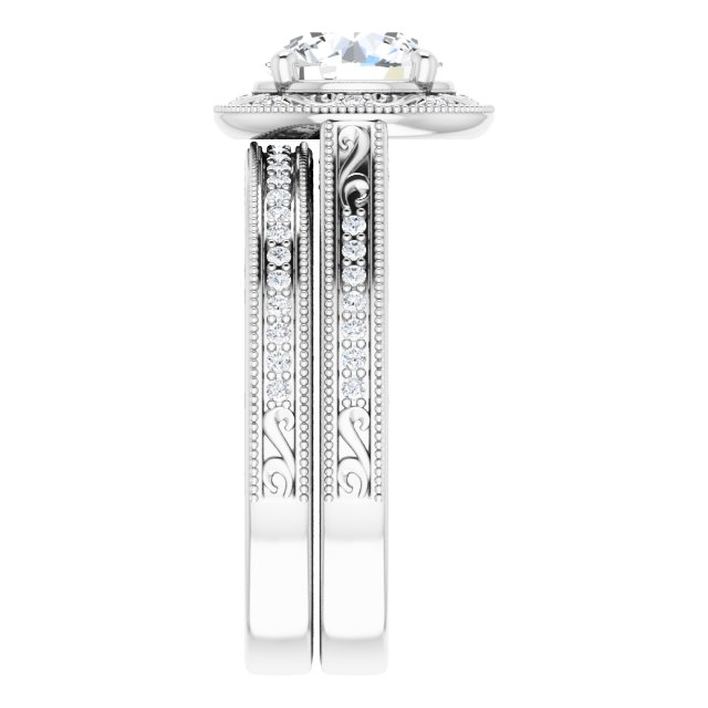 1.69 Tcw Round Lab-Grown GH/VS2+ Engraved Vintage Engagement Ring in 14KW | AllComponents_ViewE 1.69 Tcw Round Lab-Grown GH/VS2+ Engraved Vintage Engagement Ring in 14KW | AllComponents_ViewE