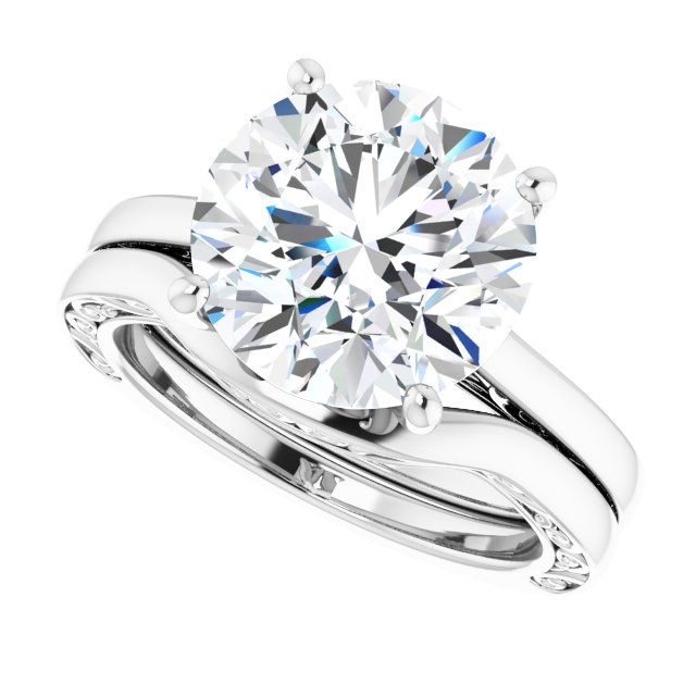 4.75 carat Round Moissanite DEF/VVS Vintage Solitaire Engagement Ring in 14KW | AllComponents_View5 4.75 carat Round Moissanite DEF/VVS Vintage Solitaire Engagement Ring in 14KW | AllComponents_View5