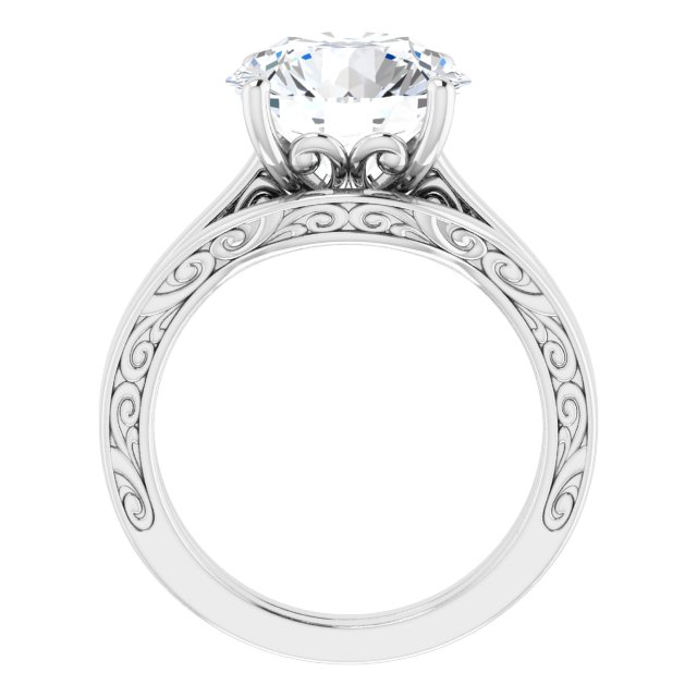 4.75 carat Round Moissanite DEF/VVS Vintage Solitaire Engagement Ring in 14KW | AllComponents_ViewB_4 4.75 carat Round Moissanite DEF/VVS Vintage Solitaire Engagement Ring in 14KW | AllComponents_ViewB_4