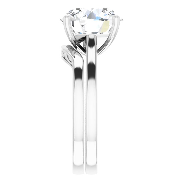 4.75 carat Round Moissanite DEF/VVS Vintage Solitaire Engagement Ring in 14KW | AllComponents_ViewE 4.75 carat Round Moissanite DEF/VVS Vintage Solitaire Engagement Ring in 14KW | AllComponents_ViewE