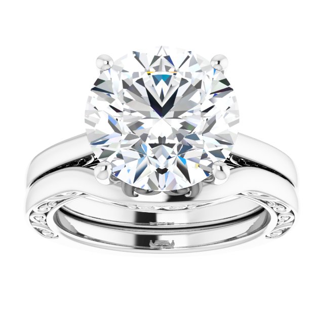 4.75 carat Round Moissanite DEF/VVS Vintage Solitaire Engagement Ring in 14KW | AllComponents_ViewS 4.75 carat Round Moissanite DEF/VVS Vintage Solitaire Engagement Ring in 14KW | AllComponents_ViewS