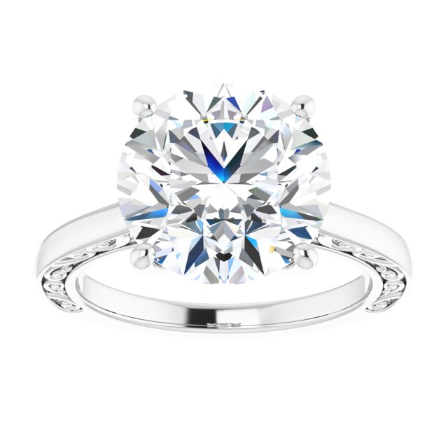 4.75 carat Round Moissanite DEF/VVS Vintage Solitaire Engagement Ring in 14KW | ViewS 4.75 carat Round Moissanite DEF/VVS Vintage Solitaire Engagement Ring in 14KW | ViewS