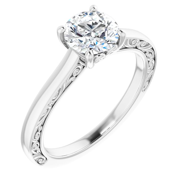 1.00 carat Round Diamond GH/VS2+ Vintage Solitaire Engagement Ring in 14KW | ViewA 1.00 carat Round Diamond GH/VS2+ Vintage Solitaire Engagement Ring in 14KW | ViewA
