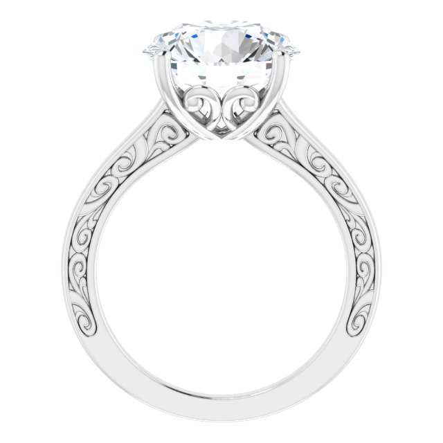 4.75 carat Round Moissanite DEF/VVS Vintage Solitaire Engagement Ring in 14KW | ViewB_4 4.75 carat Round Moissanite DEF/VVS Vintage Solitaire Engagement Ring in 14KW | ViewB_4