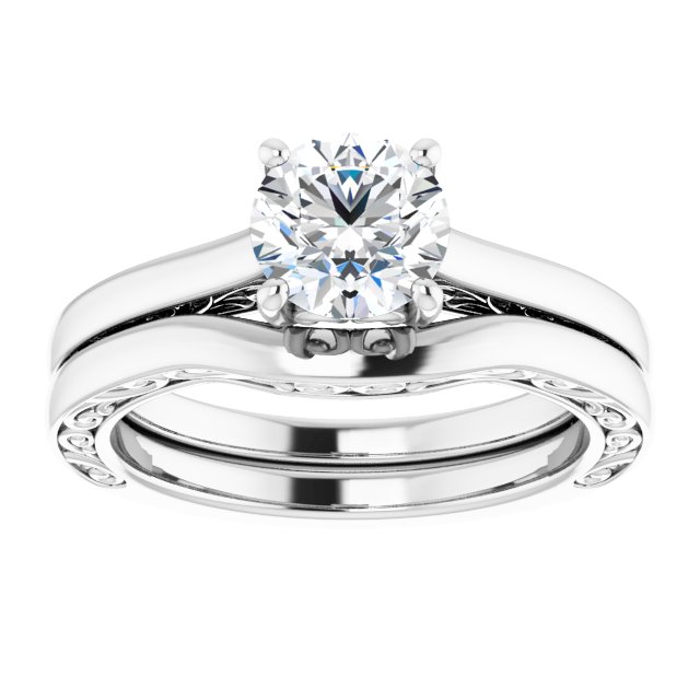 1.00 carat Round Diamond GH/VS2+ Vintage Solitaire Engagement Ring in 14KW | AllComponents_ViewS 1.00 carat Round Diamond GH/VS2+ Vintage Solitaire Engagement Ring in 14KW | AllComponents_ViewS