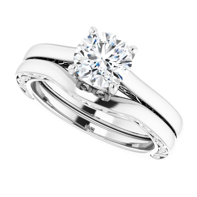 1.00 carat Round Diamond GH/VS2+ Vintage Solitaire Engagement Ring in 14KW | AllComponents_View5 1.00 carat Round Diamond GH/VS2+ Vintage Solitaire Engagement Ring in 14KW | AllComponents_View5
