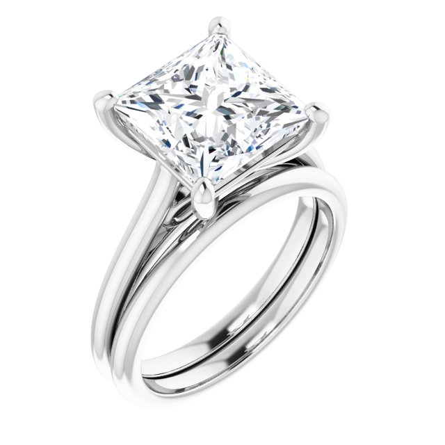 4.30 carat Square Moissanite DEF/VVS Infinity Solitaire Engagement Ring in 14KW | AllComponents_ViewA 4.30 carat Square Moissanite DEF/VVS Infinity Solitaire Engagement Ring in 14KW | AllComponents_ViewA