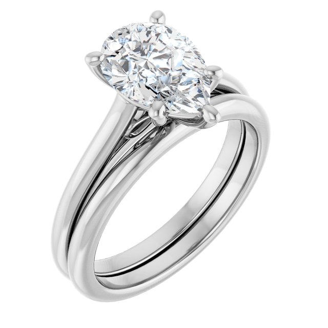2.10 carat Pear Lab-Grown GH/VS2+ Infinity Solitaire Engagement Ring in 14KW | AllComponents_ViewA