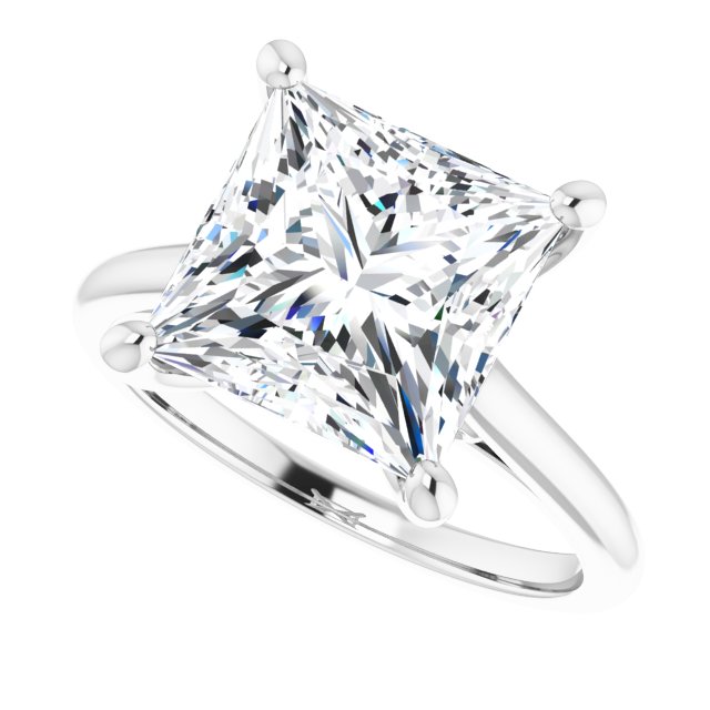 4.30 carat Square Moissanite DEF/VVS Infinity Solitaire Engagement Ring in 14KW | View5 4.30 carat Square Moissanite DEF/VVS Infinity Solitaire Engagement Ring in 14KW | View5