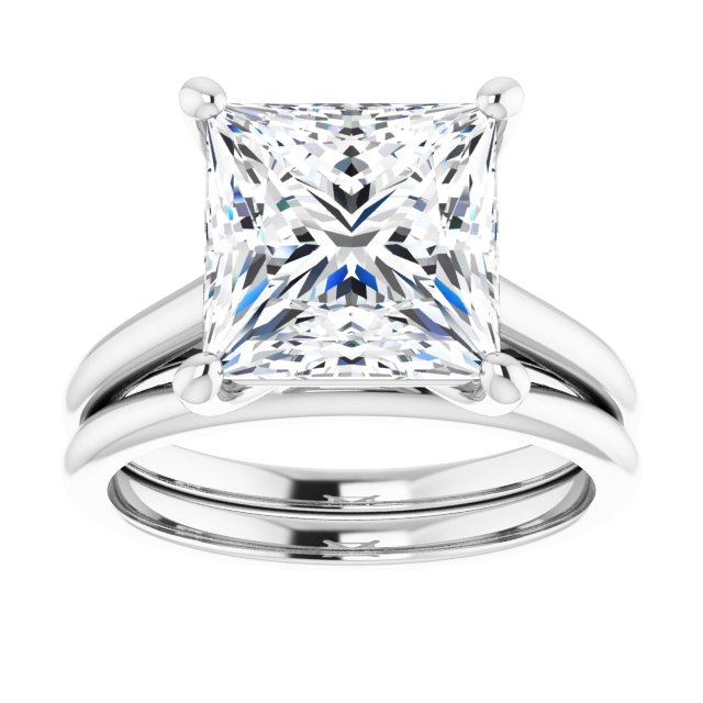 4.30 carat Square Moissanite DEF/VVS Infinity Solitaire Engagement Ring in 14KW | AllComponents_ViewS 4.30 carat Square Moissanite DEF/VVS Infinity Solitaire Engagement Ring in 14KW | AllComponents_ViewS