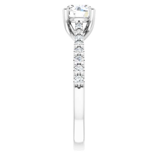 1.02 Round Diamond GH/VS2+ Trellis Sidestone Engagement Ring in 14KW | ViewE 1.02 Round Diamond GH/VS2+ Trellis Sidestone Engagement Ring in 14KW | ViewE