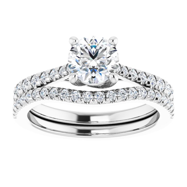 1.02 Round Diamond GH/VS2+ Trellis Sidestone Engagement Ring in 14KW | AllComponents_ViewS 1.02 Round Diamond GH/VS2+ Trellis Sidestone Engagement Ring in 14KW | AllComponents_ViewS