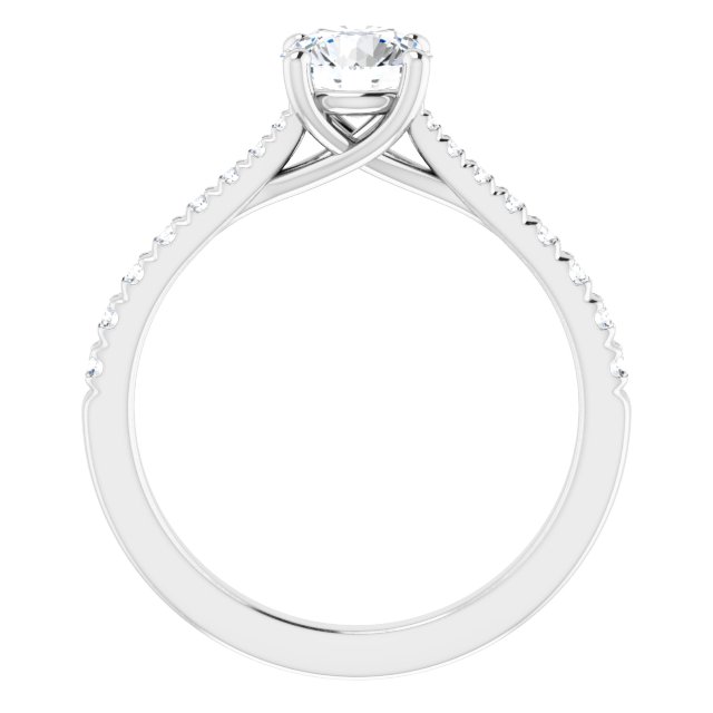 1.02 Round Diamond GH/VS2+ Trellis Sidestone Engagement Ring in 14KW | ViewB_4 1.02 Round Diamond GH/VS2+ Trellis Sidestone Engagement Ring in 14KW | ViewB_4
