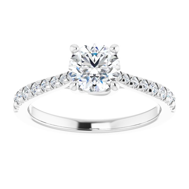 1.02 Round Diamond GH/VS2+ Trellis Sidestone Engagement Ring in 14KW | ViewS 1.02 Round Diamond GH/VS2+ Trellis Sidestone Engagement Ring in 14KW | ViewS