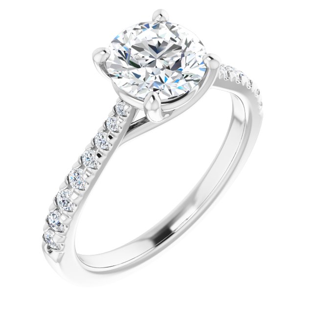 1.42 Round Lab-Grown GH/VS2+ Trellis Sidestone Engagement Ring in 14KW | ViewA 1.42 Round Lab-Grown GH/VS2+ Trellis Sidestone Engagement Ring in 14KW | ViewA