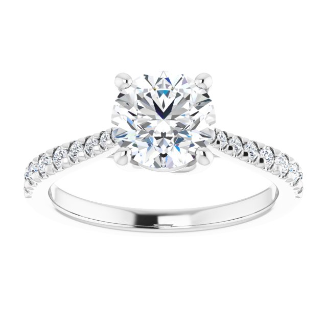 1.42 Round Lab-Grown GH/VS2+ Trellis Sidestone Engagement Ring in 14KW | ViewS 1.42 Round Lab-Grown GH/VS2+ Trellis Sidestone Engagement Ring in 14KW | ViewS