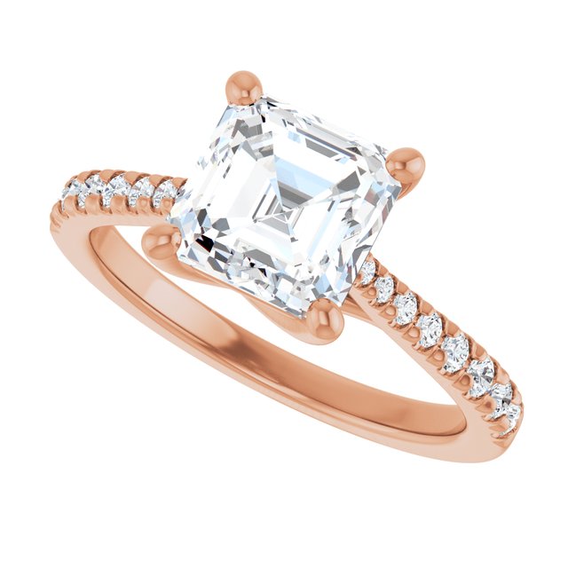 2.22 Asscher Diamond EF/VS1+ Trellis Sidestone Engagement Ring in 18KR | View5 2.22 Asscher Diamond EF/VS1+ Trellis Sidestone Engagement Ring in 18KR | View5