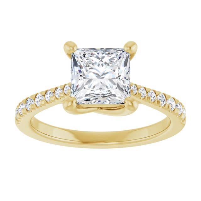1.92 Square Diamond D/VVS2+ Trellis Sidestone Engagement Ring in 18KY | ViewS 1.92 Square Diamond D/VVS2+ Trellis Sidestone Engagement Ring in 18KY | ViewS