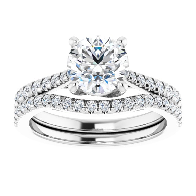 1.42 Round Lab-Grown GH/VS2+ Trellis Sidestone Engagement Ring in 14KW | AllComponents_ViewS 1.42 Round Lab-Grown GH/VS2+ Trellis Sidestone Engagement Ring in 14KW | AllComponents_ViewS
