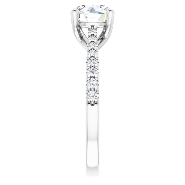 1.42 Round Lab-Grown GH/VS2+ Trellis Sidestone Engagement Ring in 14KW | ViewE 1.42 Round Lab-Grown GH/VS2+ Trellis Sidestone Engagement Ring in 14KW | ViewE