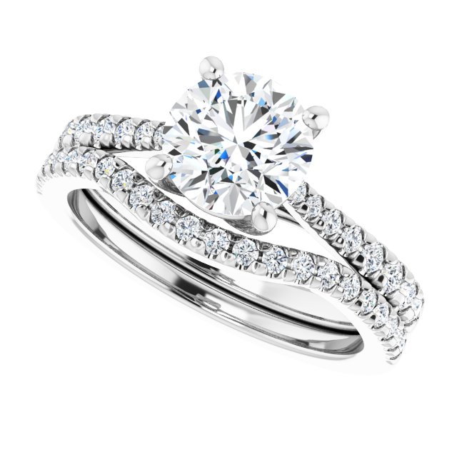 1.42 Round Lab-Grown GH/VS2+ Trellis Sidestone Engagement Ring in 14KW | AllComponents_View5 1.42 Round Lab-Grown GH/VS2+ Trellis Sidestone Engagement Ring in 14KW | AllComponents_View5