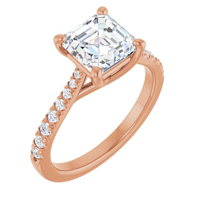 2.22 Asscher Diamond EF/VS1+ Trellis Sidestone Engagement Ring in 18KR | ViewA 2.22 Asscher Diamond EF/VS1+ Trellis Sidestone Engagement Ring in 18KR | ViewA