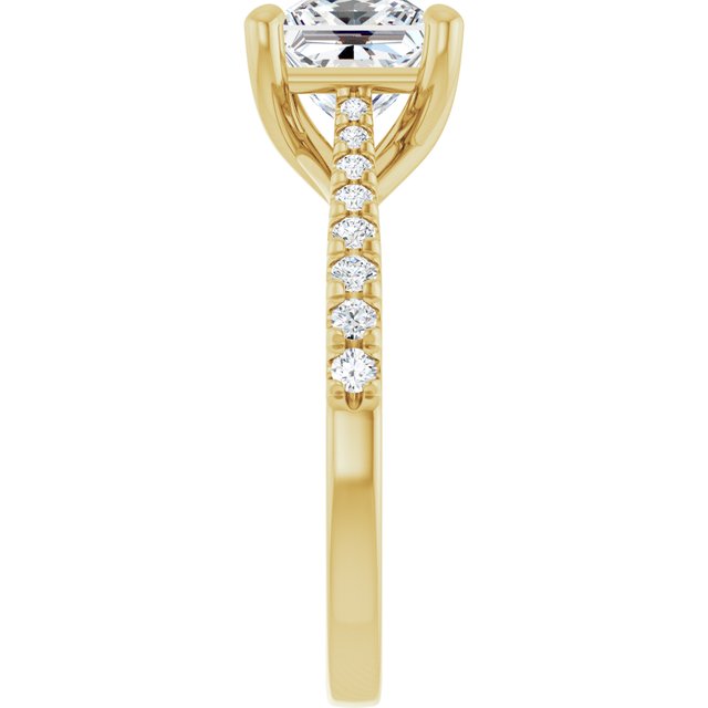 1.92 Square Diamond D/VVS2+ Trellis Sidestone Engagement Ring in 18KY | ViewE 1.92 Square Diamond D/VVS2+ Trellis Sidestone Engagement Ring in 18KY | ViewE