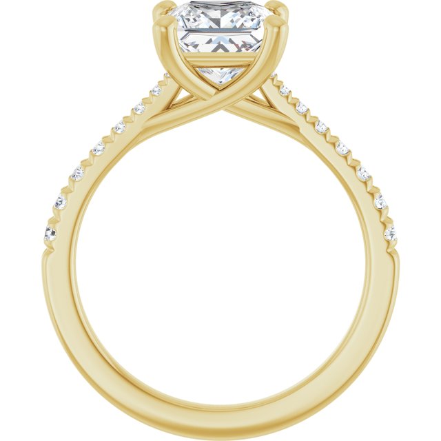 1.92 Square Diamond D/VVS2+ Trellis Sidestone Engagement Ring in 18KY | ViewB_4 1.92 Square Diamond D/VVS2+ Trellis Sidestone Engagement Ring in 18KY | ViewB_4