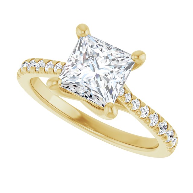 1.92 Square Diamond D/VVS2+ Trellis Sidestone Engagement Ring in 18KY | View5 1.92 Square Diamond D/VVS2+ Trellis Sidestone Engagement Ring in 18KY | View5