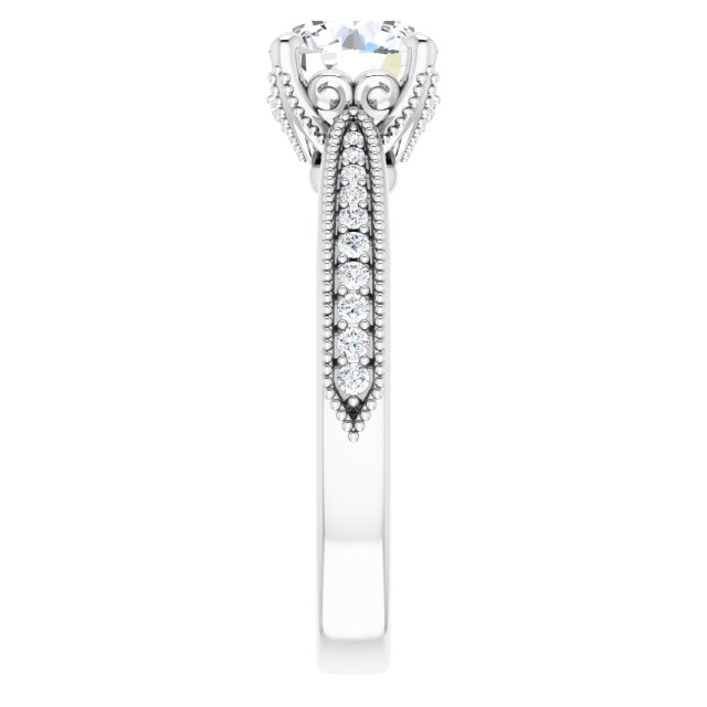 1.36 Round Lab-Grown GH/VS2+ Milgrain Vintage Engagement Ring in PLAT | ViewE 1.36 Round Lab-Grown GH/VS2+ Milgrain Vintage Engagement Ring in PLAT | ViewE