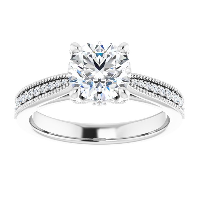 1.36 Round Lab-Grown GH/VS2+ Milgrain Vintage Engagement Ring in PLAT | ViewS 1.36 Round Lab-Grown GH/VS2+ Milgrain Vintage Engagement Ring in PLAT | ViewS