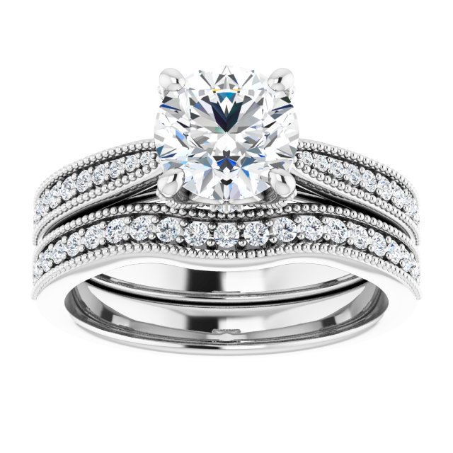 1.36 Round Lab-Grown GH/VS2+ Milgrain Vintage Engagement Ring in PLAT | AllComponents_ViewS 1.36 Round Lab-Grown GH/VS2+ Milgrain Vintage Engagement Ring in PLAT | AllComponents_ViewS