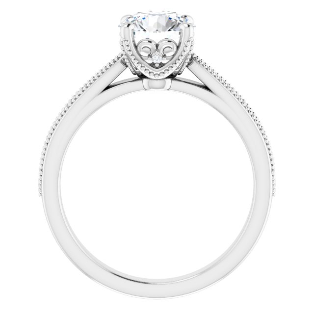 1.36 Round Lab-Grown GH/VS2+ Milgrain Vintage Engagement Ring in PLAT | ViewB_4 1.36 Round Lab-Grown GH/VS2+ Milgrain Vintage Engagement Ring in PLAT | ViewB_4