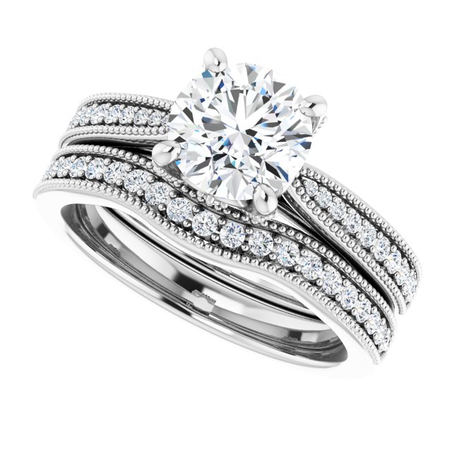 1.36 Round Lab-Grown GH/VS2+ Milgrain Vintage Engagement Ring in PLAT | AllComponents_View5 1.36 Round Lab-Grown GH/VS2+ Milgrain Vintage Engagement Ring in PLAT | AllComponents_View5