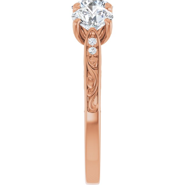 1.83 tcw Round Lab-Grown EF/VS1+ Engraved Three Stone Engagement Ring in 14KR | ViewE 1.83 tcw Round Lab-Grown EF/VS1+ Engraved Three Stone Engagement Ring in 14KR | ViewE