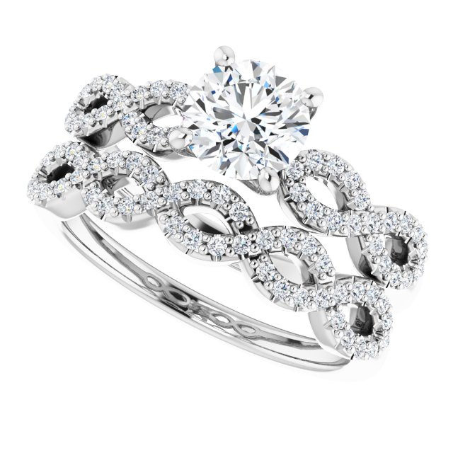 0.99 Round Lab-Grown GH/VS2+ Trellis Sidestone Engagement Ring in 14KW | AllComponents_View5
