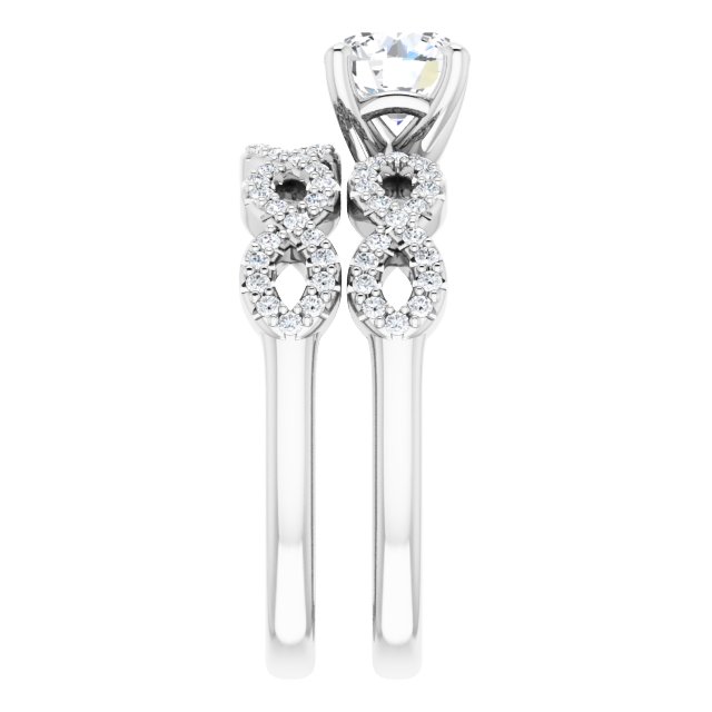 0.99 Round Lab-Grown GH/VS2+ Trellis Sidestone Engagement Ring in 14KW | AllComponents_ViewE