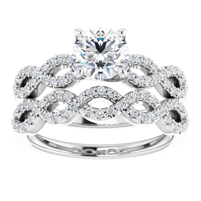 0.99 Round Lab-Grown GH/VS2+ Trellis Sidestone Engagement Ring in 14KW | AllComponents_ViewS