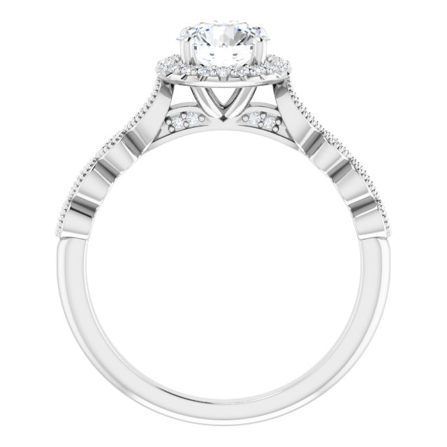 0.97 Tcw Round Diamond GH/VS2+ Vintage Halo Engagement Ring in 14KW | ViewB_4 0.97 Tcw Round Diamond GH/VS2+ Vintage Halo Engagement Ring in 14KW | ViewB_4