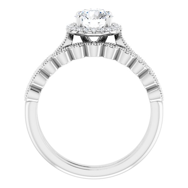 0.97 Tcw Round Diamond GH/VS2+ Vintage Halo Engagement Ring in 14KW | AllComponents_ViewB_4 0.97 Tcw Round Diamond GH/VS2+ Vintage Halo Engagement Ring in 14KW | AllComponents_ViewB_4