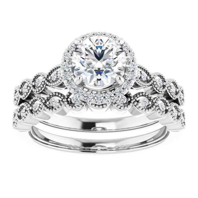 0.97 Tcw Round Diamond GH/VS2+ Vintage Halo Engagement Ring in 14KW | AllComponents_ViewS 0.97 Tcw Round Diamond GH/VS2+ Vintage Halo Engagement Ring in 14KW | AllComponents_ViewS