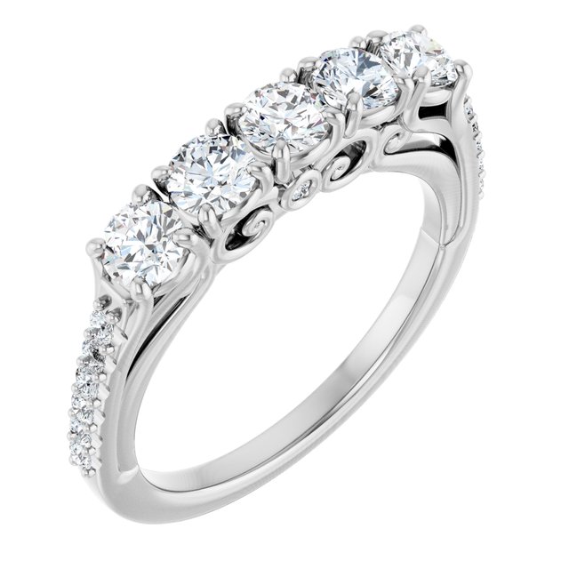 Sculptural 0.97 Round Lab-Grown GH/VS2+ Anniversary Ring in PLAT | ViewA Sculptural 0.97 Round Lab-Grown GH/VS2+ Anniversary Ring in PLAT | ViewA