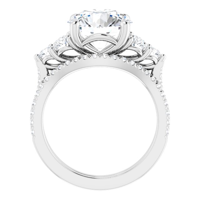4.32 tcw Round Moissanite DEF/VVS Trellis Three Stone Engagement Ring in 14KW | AllComponents_ViewB_4 4.32 tcw Round Moissanite DEF/VVS Trellis Three Stone Engagement Ring in 14KW | AllComponents_ViewB_4