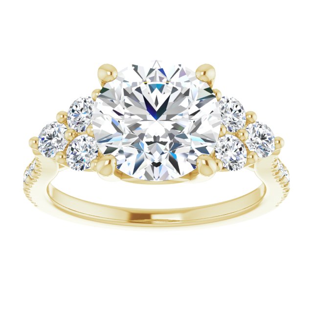 3.31 tcw Round Diamond EF/VS1+ Trellis Three Stone Engagement Ring in 18KY | ViewS 3.31 tcw Round Diamond EF/VS1+ Trellis Three Stone Engagement Ring in 18KY | ViewS