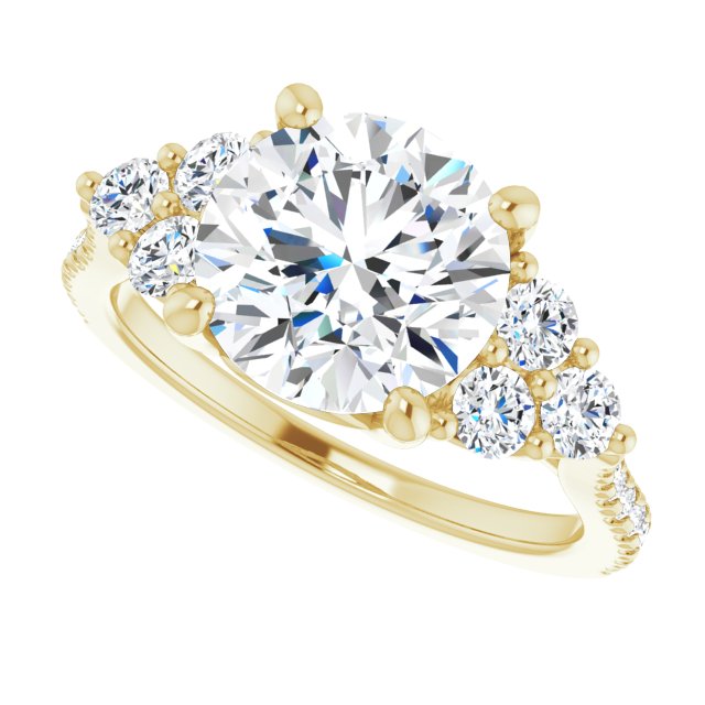 3.31 tcw Round Diamond EF/VS1+ Trellis Three Stone Engagement Ring in 18KY | View5 3.31 tcw Round Diamond EF/VS1+ Trellis Three Stone Engagement Ring in 18KY | View5